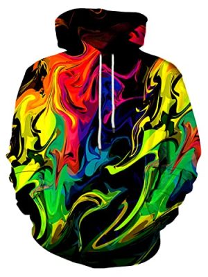 Men Women 3D Hooded Hoodies Fashion Long Sleeve Pullover Hooded Sweatshirt Top with Pocket
