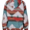 Women's Aztec Print Pattern Western Ethnic Half Zip Long Sleeve Pullover Hoodie Sweatshirt
