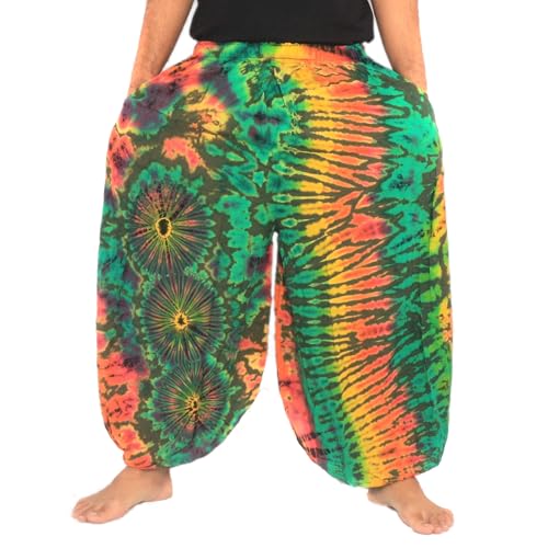 Men's Women's Tie Dye Harem Balloon Pants – Wide Leg, Loose Fit, Elasticated Waistband, Lounge Wear