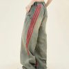Vintage Grunge Red Striped Wide Leg High Waist Jeans Patchwork Harajuku Hip Hop Casual Trendy Y2k Baggy Pants