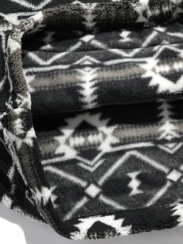 Men 1/4 Zipper Sweatshirt Ethnic Aztec Printed Kangaroo Pocket Fall Winter Pullovers Jacket Unisex Hoodie Tops
