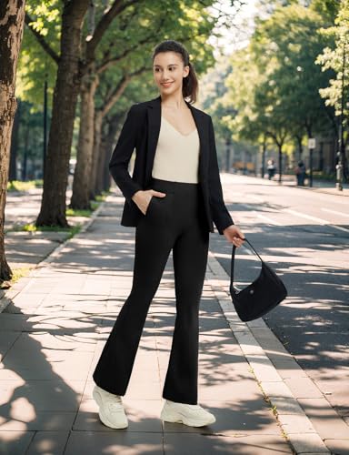 Womens Yoga Dress Pants Work with 4 Pockets Bootcut Business Leggings Stretch High Waisted Slacks Casual 30"