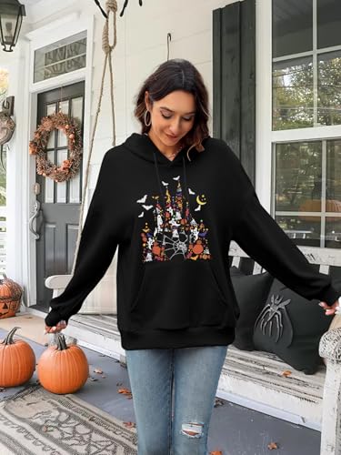 Halloween Sweatshirt for Women Spooky Ghost Hoodie Magic Kingdom Pullover Tops Fall Holiday Long Sleeve Shirt