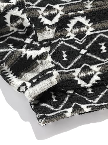 Men 1/4 Zipper Sweatshirt Ethnic Aztec Printed Kangaroo Pocket Fall Winter Pullovers Jacket Unisex Hoodie Tops