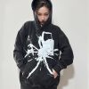 Y2K Halloween Skull/Spider Print Hoodie Men's Casual Gothic Hooded Sweatshirt Fashion Tops Harajuku