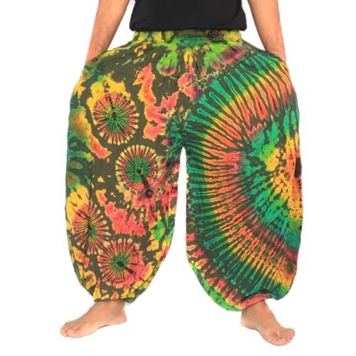 Men's Women's Tie Dye Harem Balloon Pants – Wide Leg, Loose Fit, Elasticated Waistband, Lounge Wear