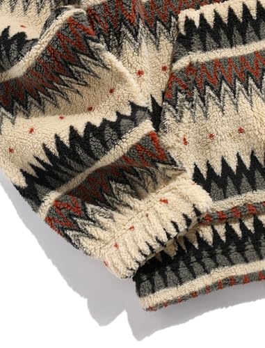 Men 1/4 Zipper Sweatshirt Ethnic Aztec Printed Kangaroo Pocket Fall Winter Pullovers Jacket Unisex Hoodie Tops