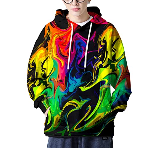 Men Women 3D Hooded Hoodies Fashion Long Sleeve Pullover Hooded Sweatshirt Top with Pocket