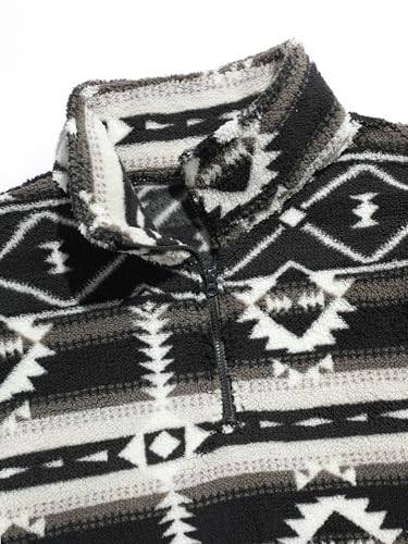 Men 1/4 Zipper Sweatshirt Ethnic Aztec Printed Kangaroo Pocket Fall Winter Pullovers Jacket Unisex Hoodie Tops