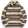 Men 1/4 Zipper Sweatshirt Ethnic Aztec Printed Kangaroo Pocket Fall Winter Pullovers Jacket Unisex Hoodie Tops