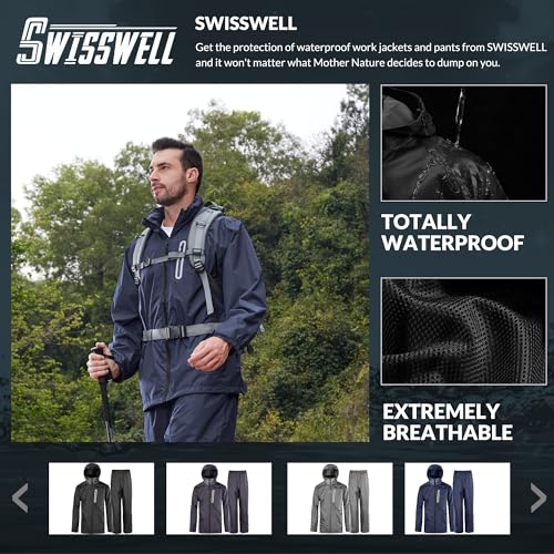 Men Women Rain Suit Waterproof Lightweight Hooded Raincoat Jacket and Pants for Golf, Hiking, Travel