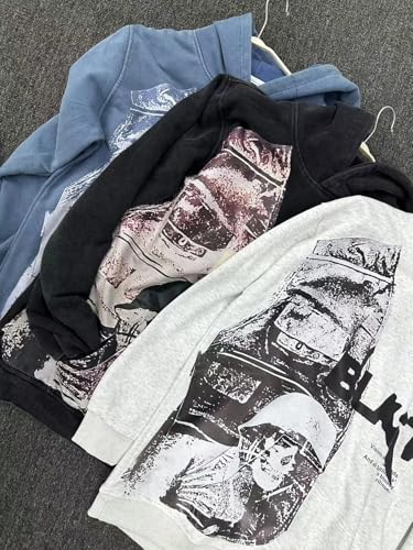 Retro Y2K Hoodie Gothic Casual Alphabet Blast Print Pattern Skull Fashion Hoodie Men Harajuku Men Clothing